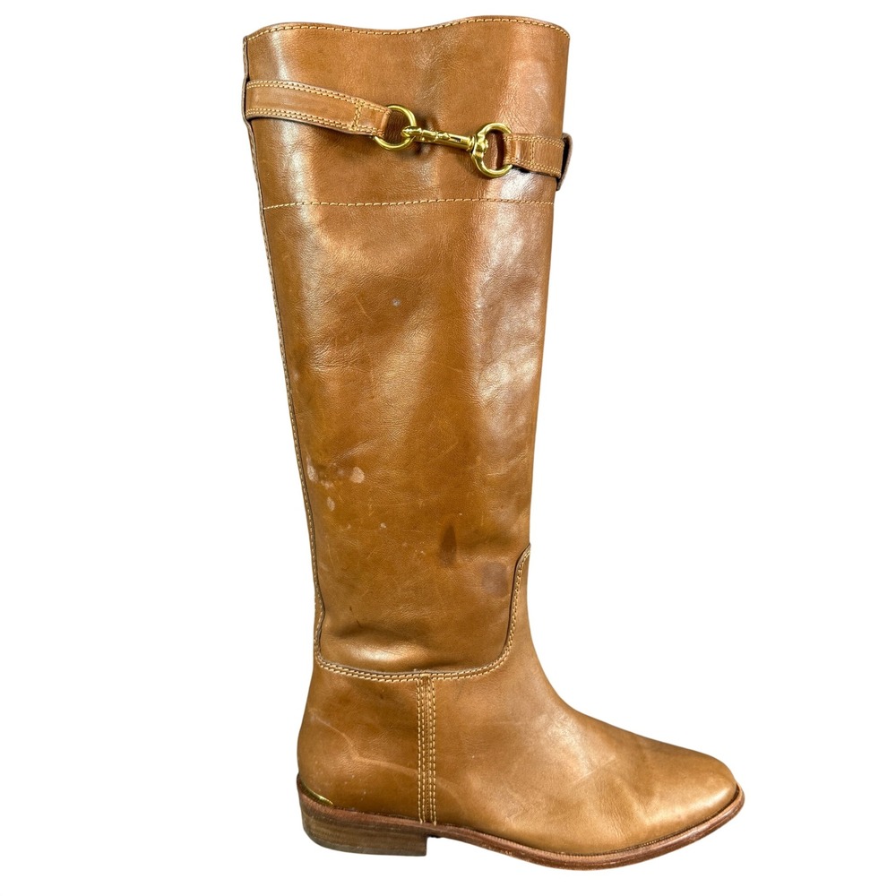 Coach Tan Leather Riding Boots Horsebit Buckle Knee High Brown 10B